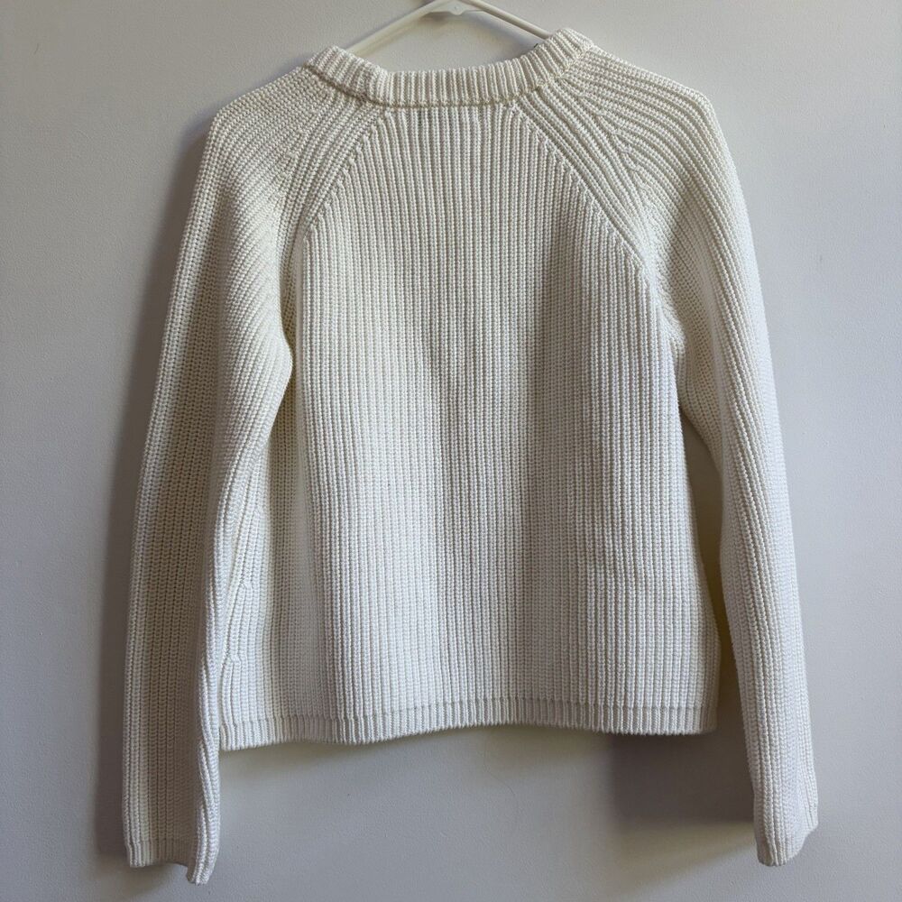 Quince Women 100% Organic Cotton Fisherman Crew Sweater Sleeved Top Ivory M - Picture 4 of 9